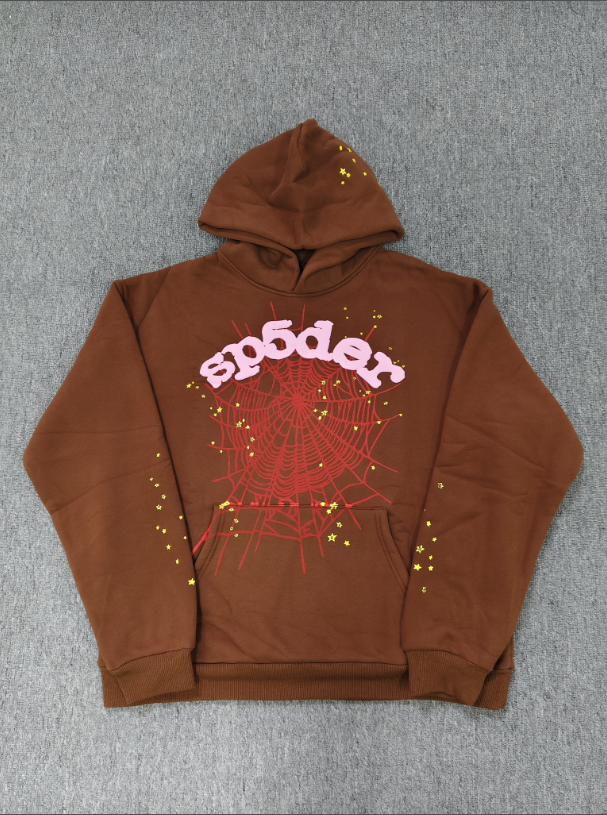Brown/Red Sp5der Hoodie