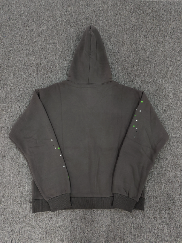Grey/Green Sp5der Hoodie