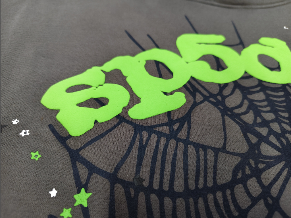 Grey/Green Sp5der Hoodie