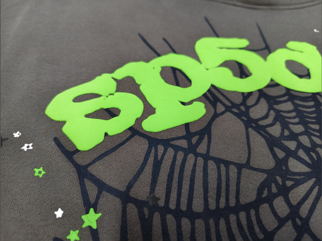 Grey/Green Sp5der Hoodie