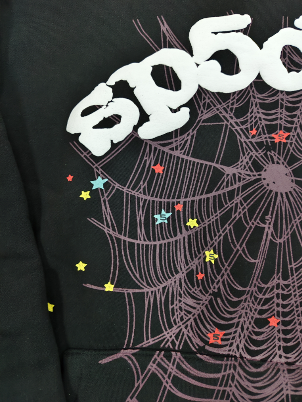 Black multicolor Sp5der Hoodie
