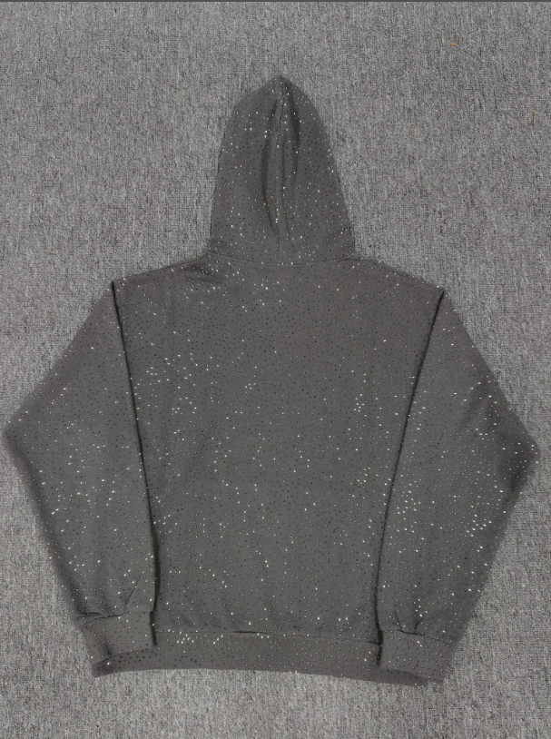 Grey/Black Rhinestone Sp5der Hoodie