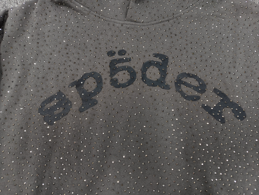 Grey/Black Rhinestone Sp5der Hoodie