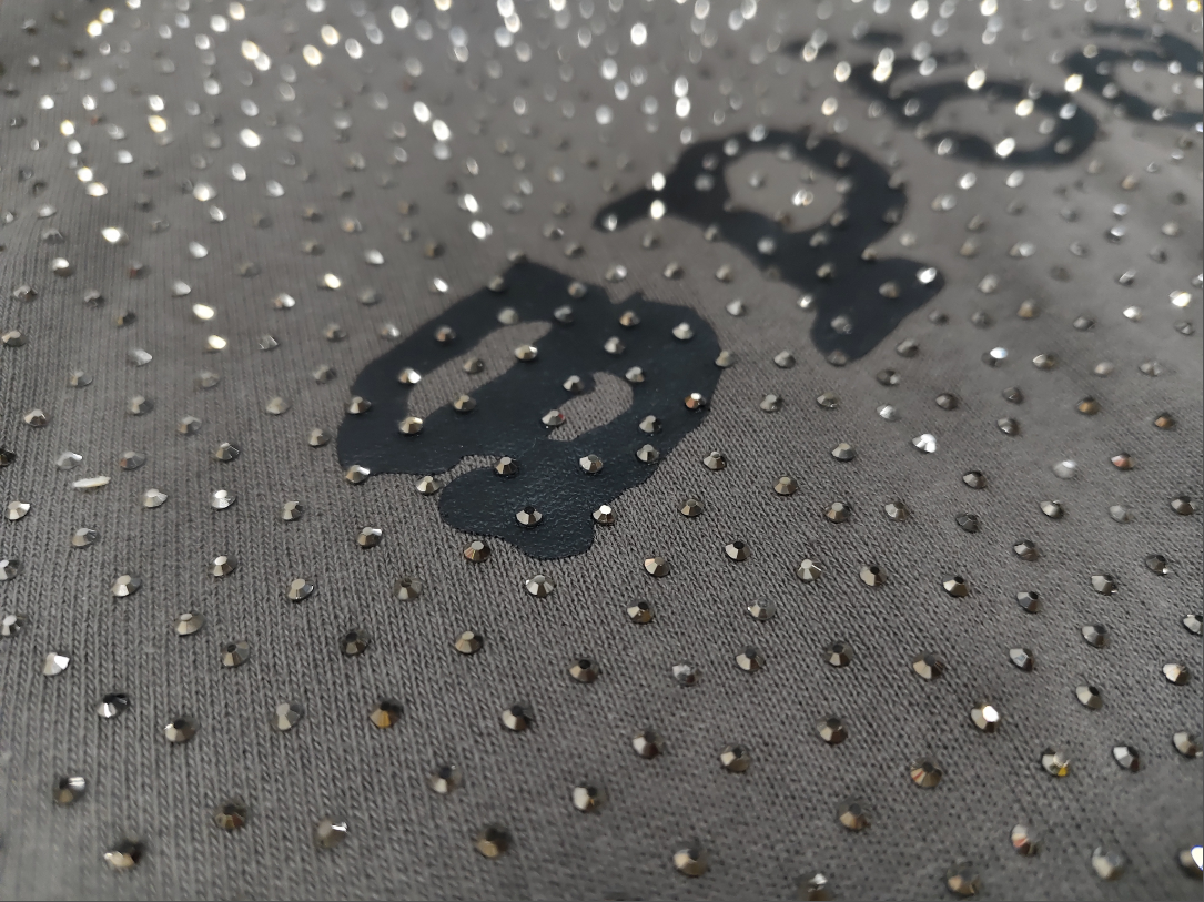 Grey/Black Rhinestone Sp5der Hoodie