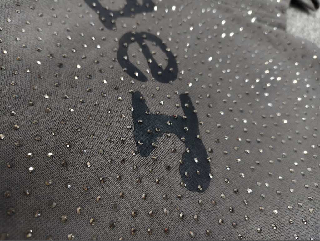 Grey/Black Rhinestone Sp5der Hoodie