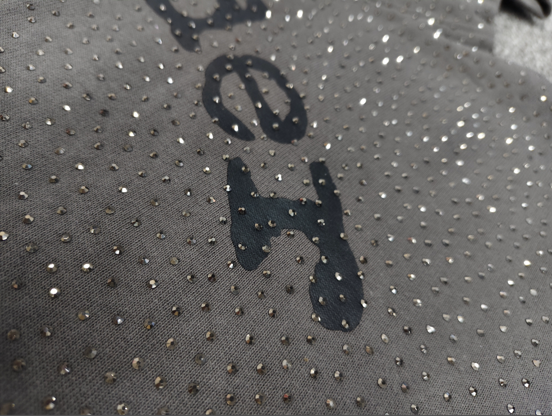 Grey/Black Rhinestone Sp5der Hoodie