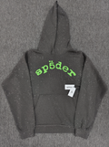 Grey/Green Rhinestone Sp5der Hoodie