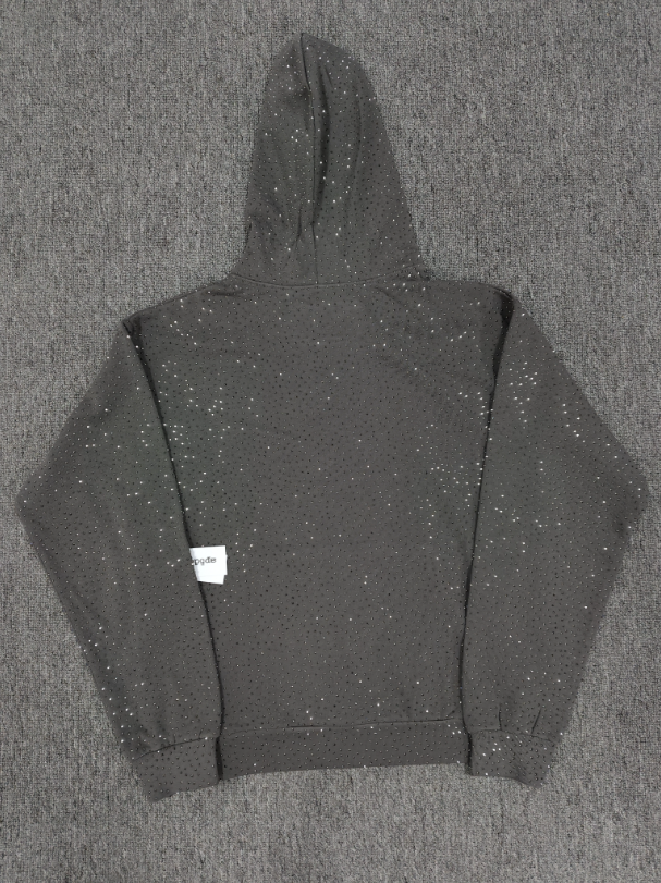 Grey/Green Rhinestone Sp5der Hoodie