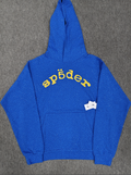 Blue/Yellow Rhinestone Sp5der Hoodie