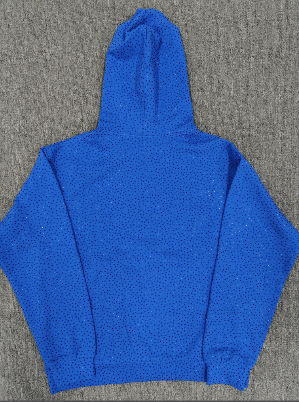 Blue/Yellow Rhinestone Sp5der Hoodie