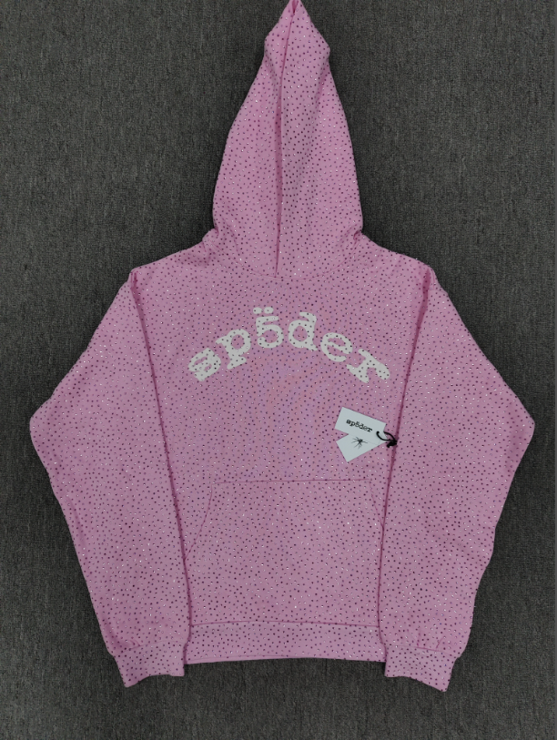 Light Pink Rhinestone Sp5der Hoodie