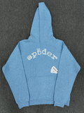 Light Blue Rhinestone Sp5der Hoodie