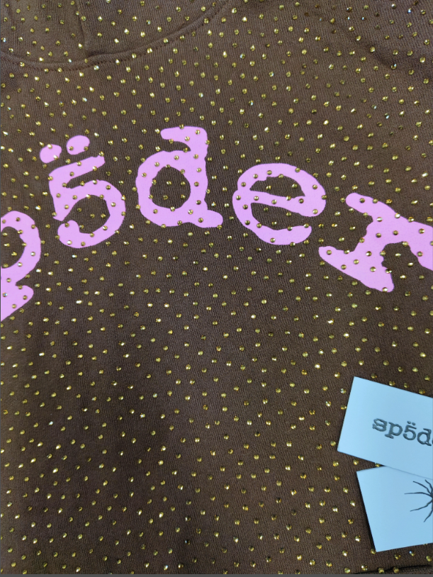 Brown/Pink Rhinestone Sp5der Hoodie