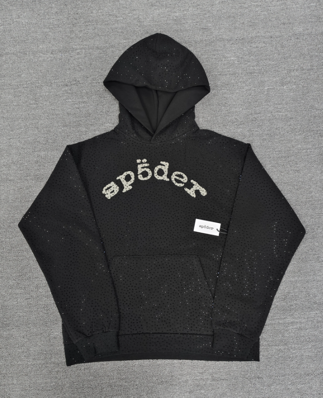 Black/White Rhinestone Sp5der Hoodie