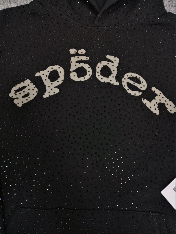 Black/White Rhinestone Sp5der Hoodie