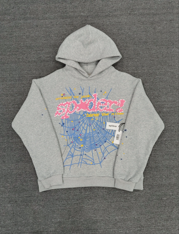Grey Multicolor Go Web  Sp5der Hoodie