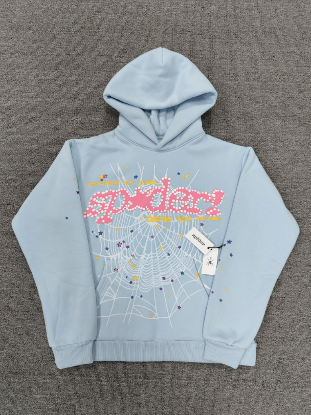 Light Blue Multicolor Go Web Sp5der Hoodie