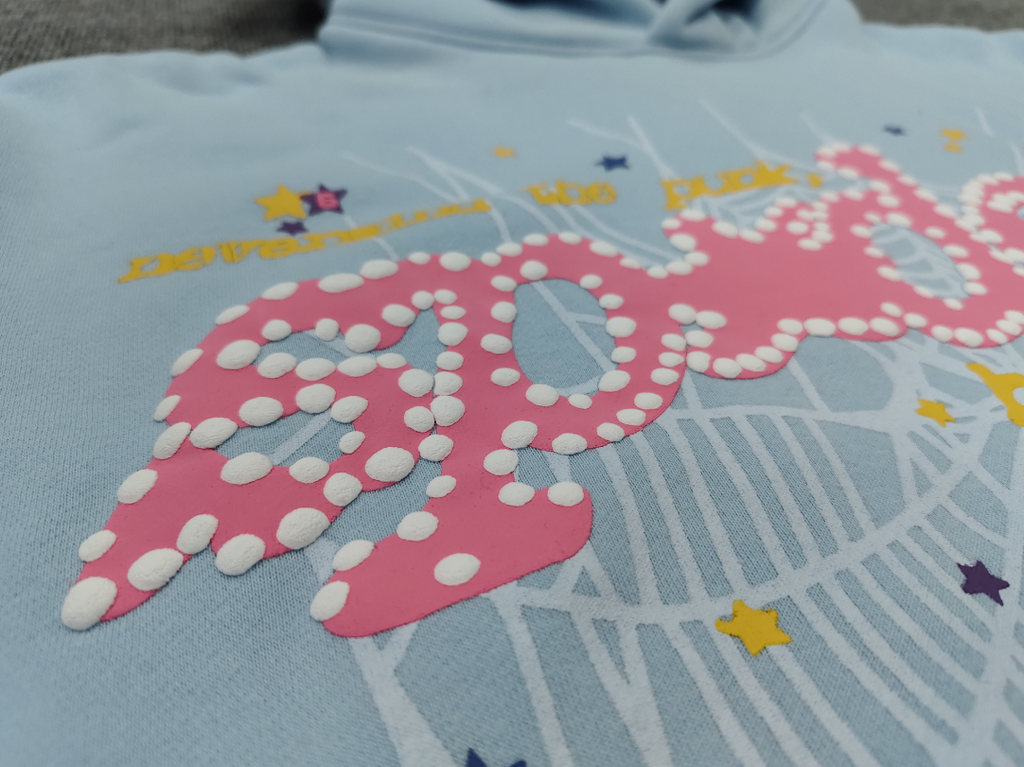 Light Blue Multicolor Go Web Sp5der Hoodie