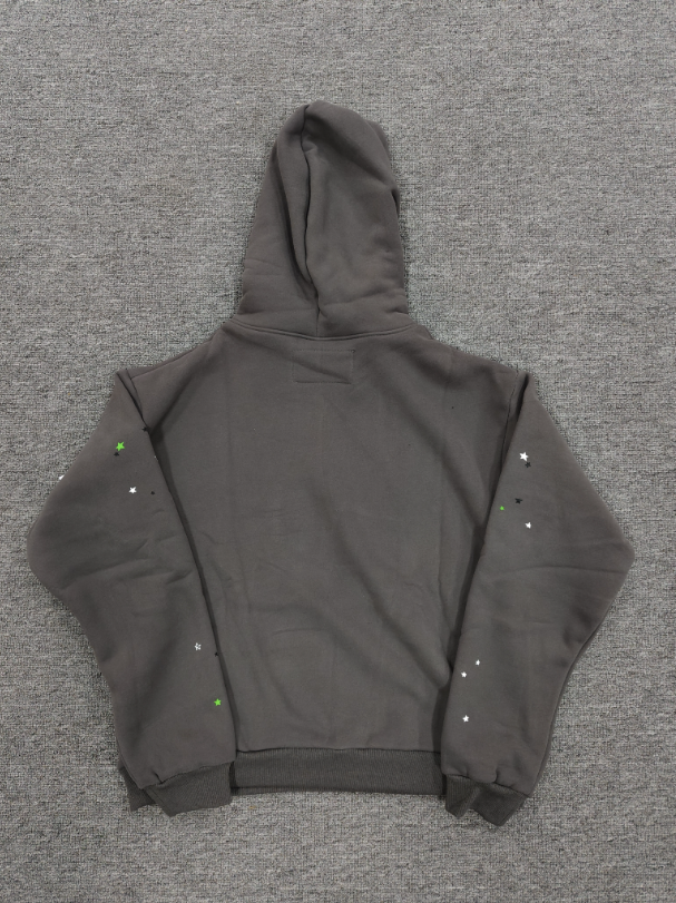 Grey / Green Go Web Sp5der Hoodie