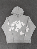 Grey / White Star Sp5der Hoodie