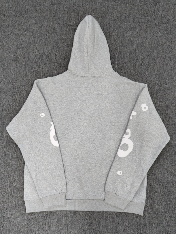 Grey / White Star Sp5der Hoodie