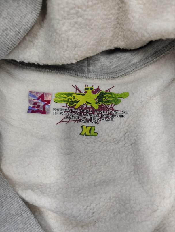 Grey / White Star Sp5der Hoodie