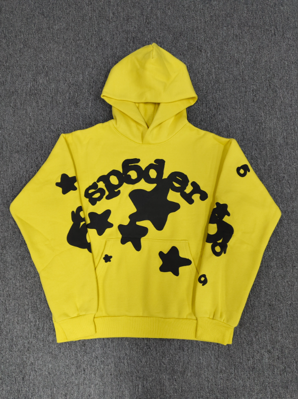 Yellow / Black Star Sp5der Hoodie
