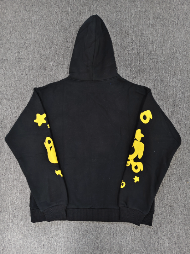Black / Yellow Star Sp5der Hoodie