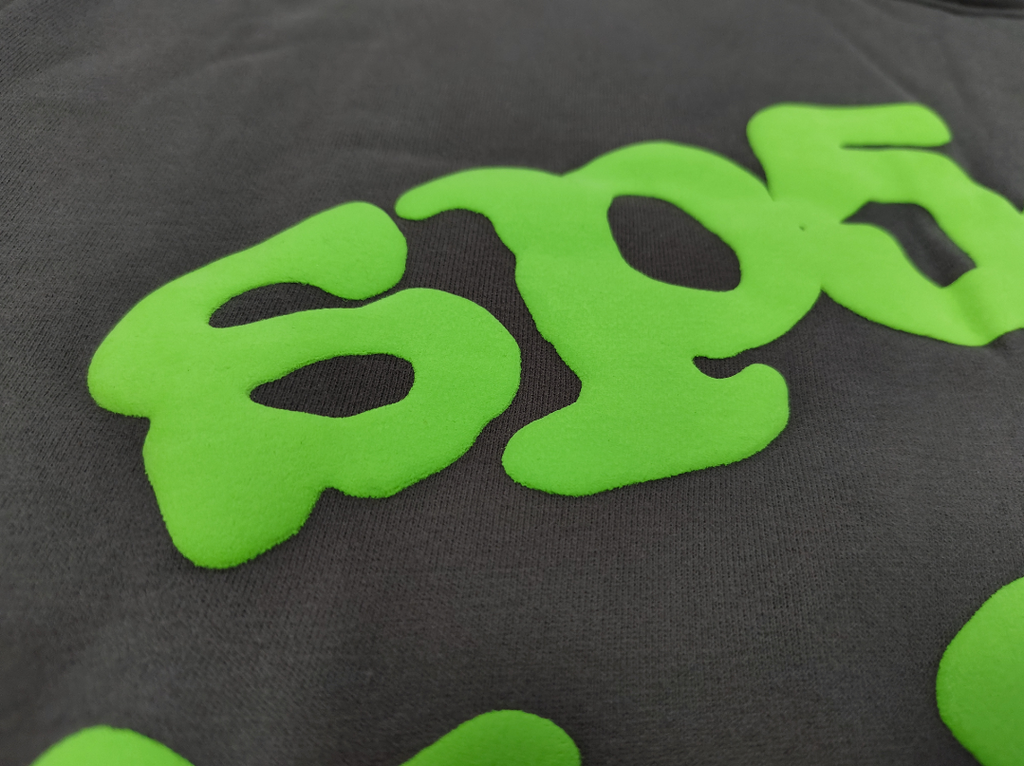 Grey / Green Star Sp5der Hoodie