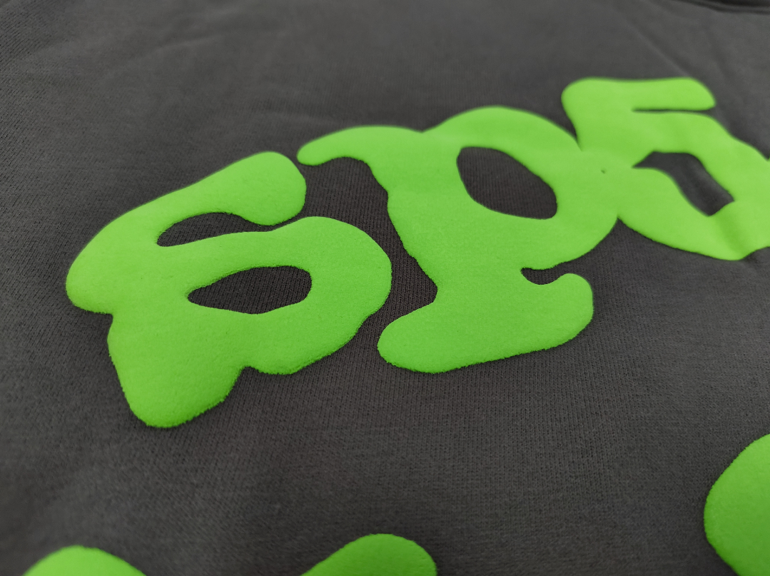 Grey / Green Star Sp5der Hoodie