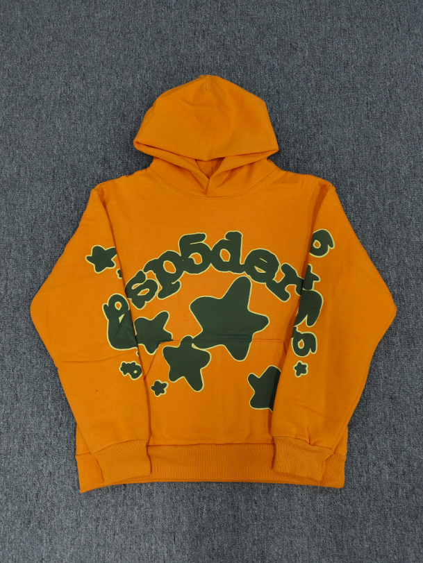Orange / Black Star Sp5der Hoodie