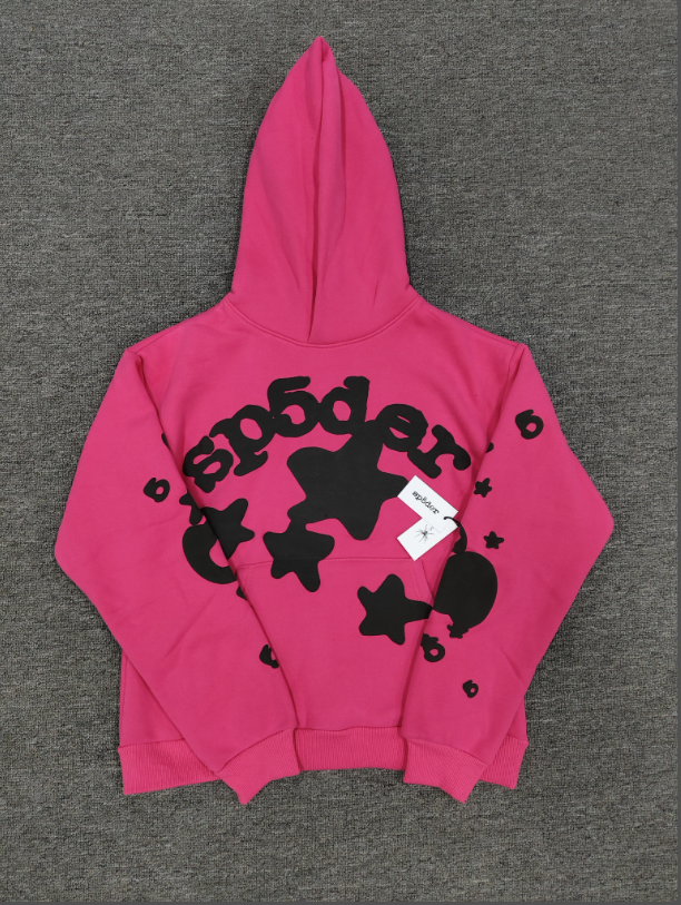 Hot Pink / Black Star Sp5der Hoodie