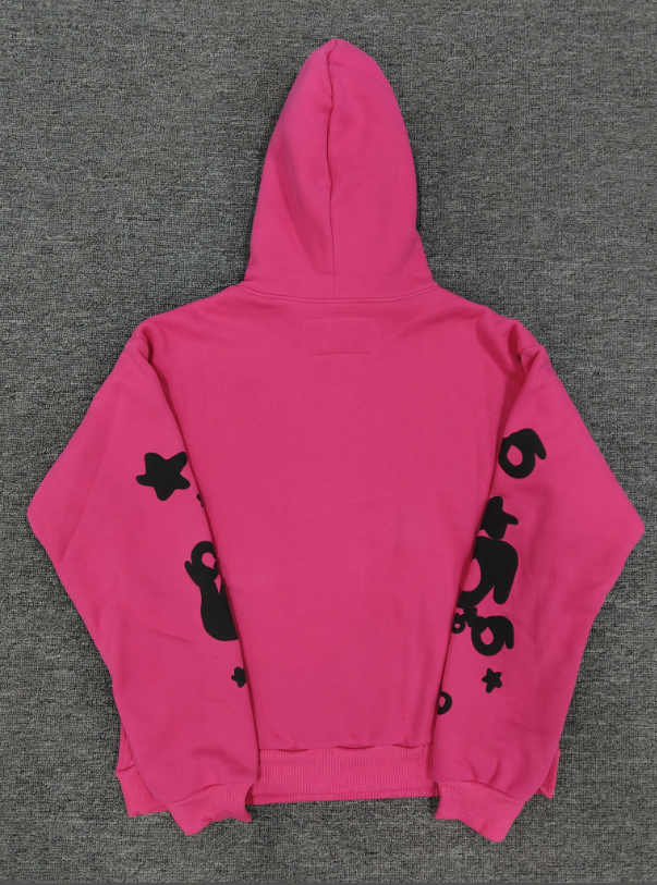 Hot Pink / Black Star Sp5der Hoodie