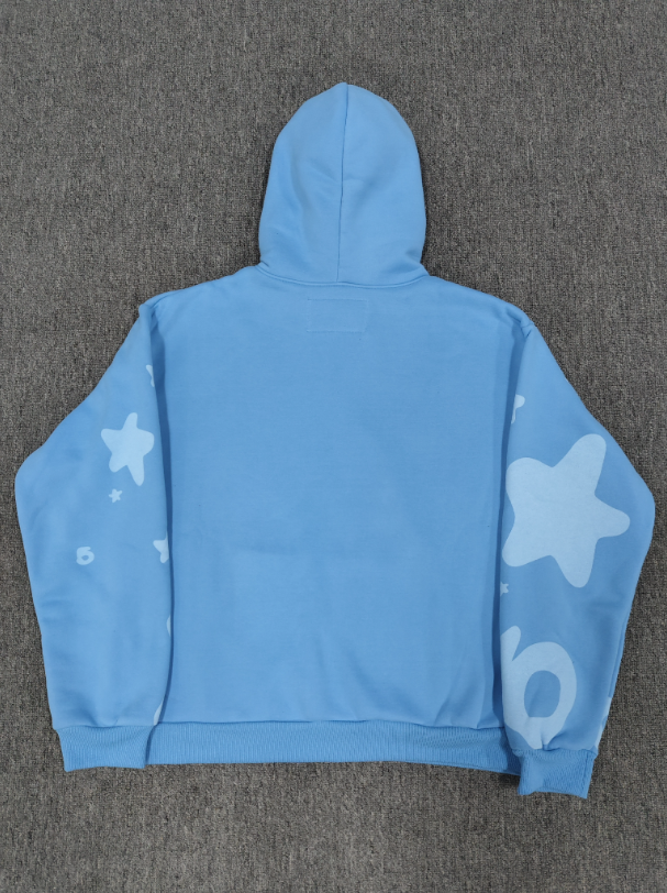 Light Blue Star Sp5der Hoodie