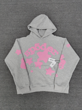 Grey / Pink Star Sp5der Hoodie