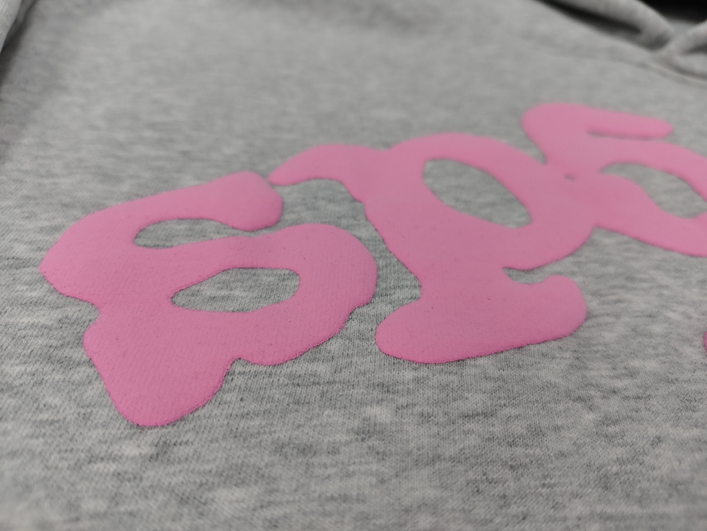 Grey / Pink Star Sp5der Hoodie