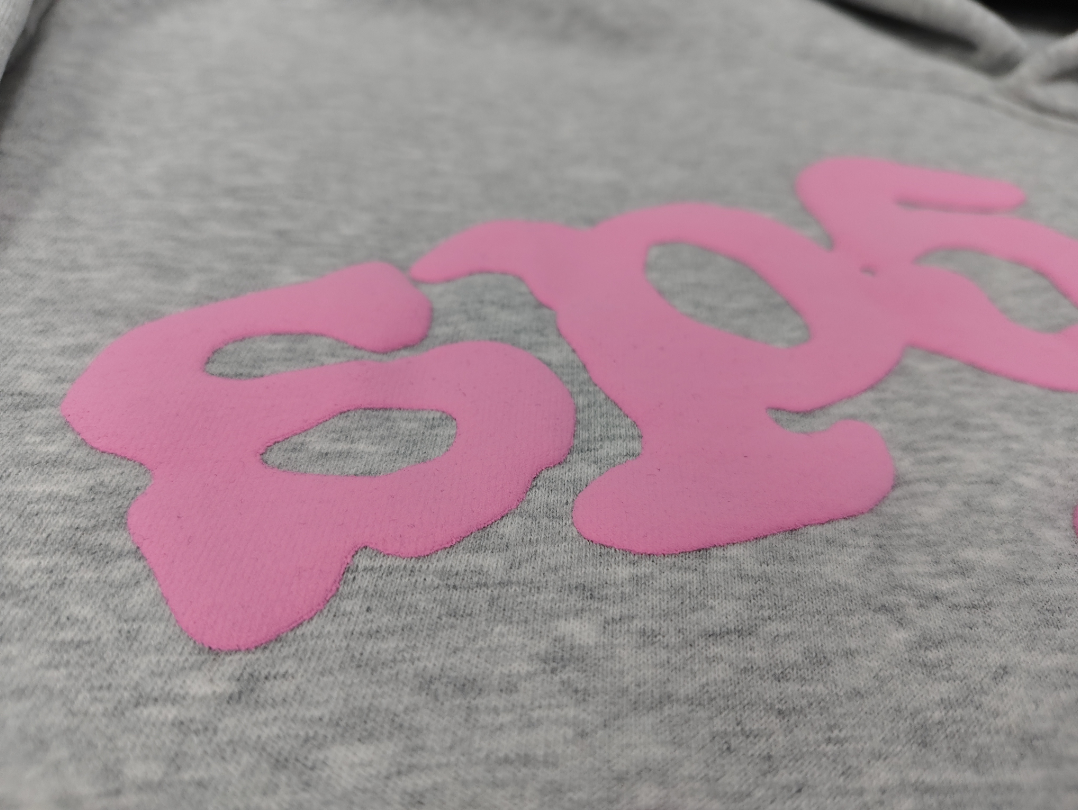 Grey / Pink Star Sp5der Hoodie