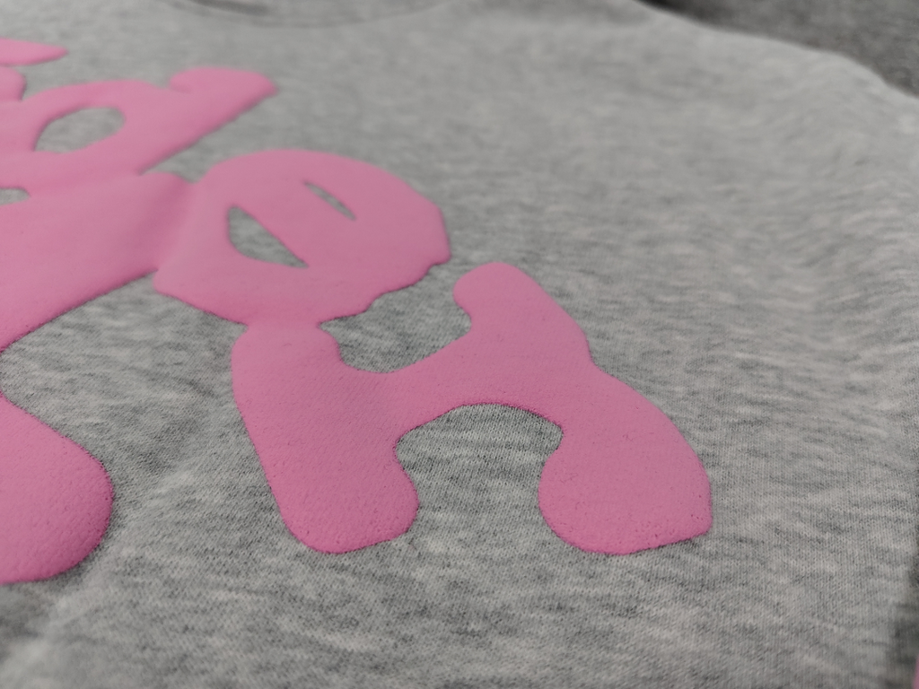 Grey / Pink Star Sp5der Hoodie