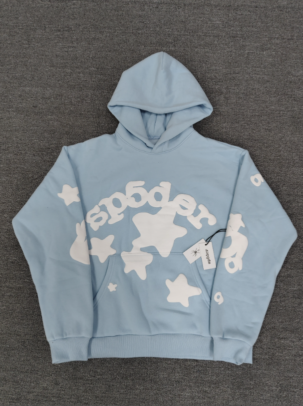 Light Blue / White Star Sp5der Hoodie