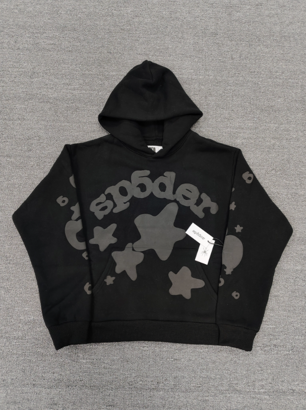 Black / Grey Star Sp5der Hoodie