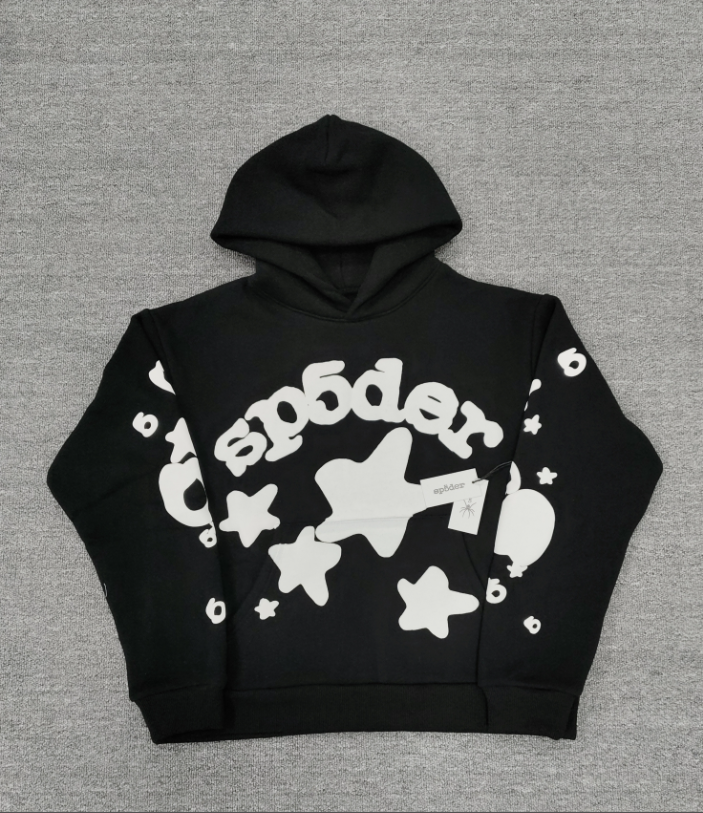 Black / White Star Sp5der Hoodie