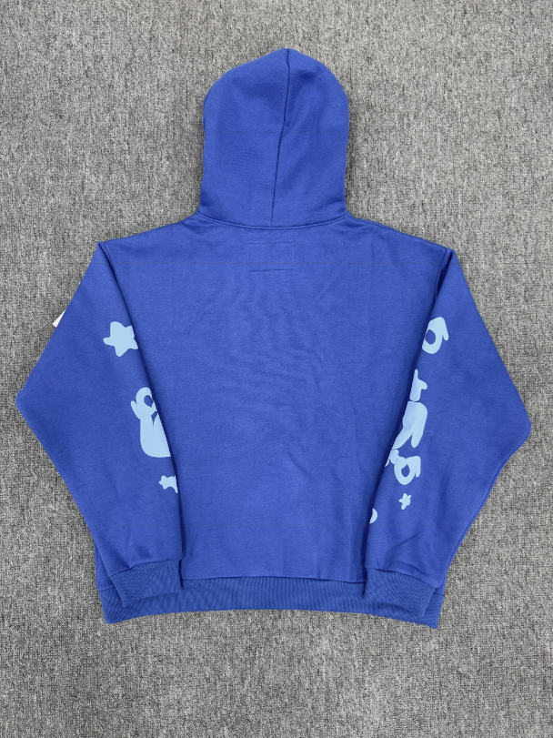 Blue / Light Blue Star Sp5der Hoodie