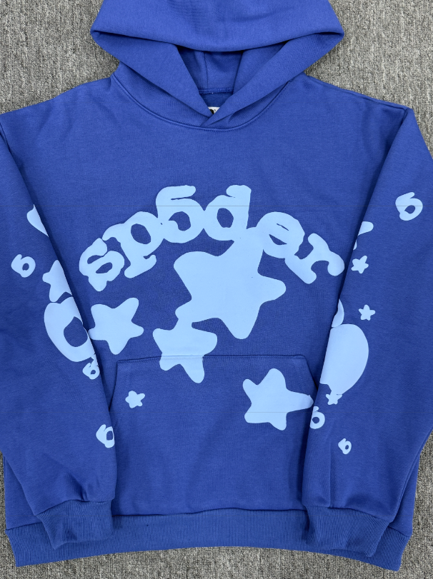 Blue / Light Blue Star Sp5der Hoodie