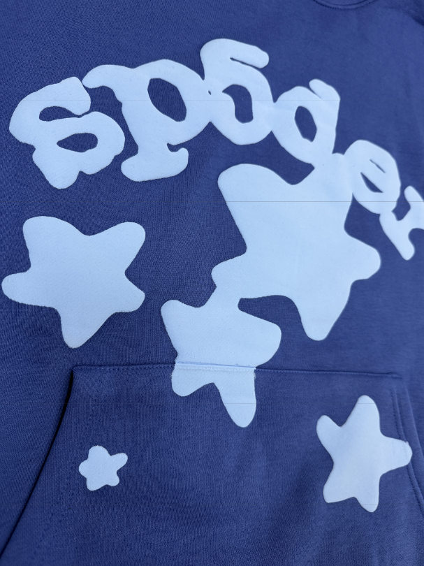 Blue / Light Blue Star Sp5der Hoodie