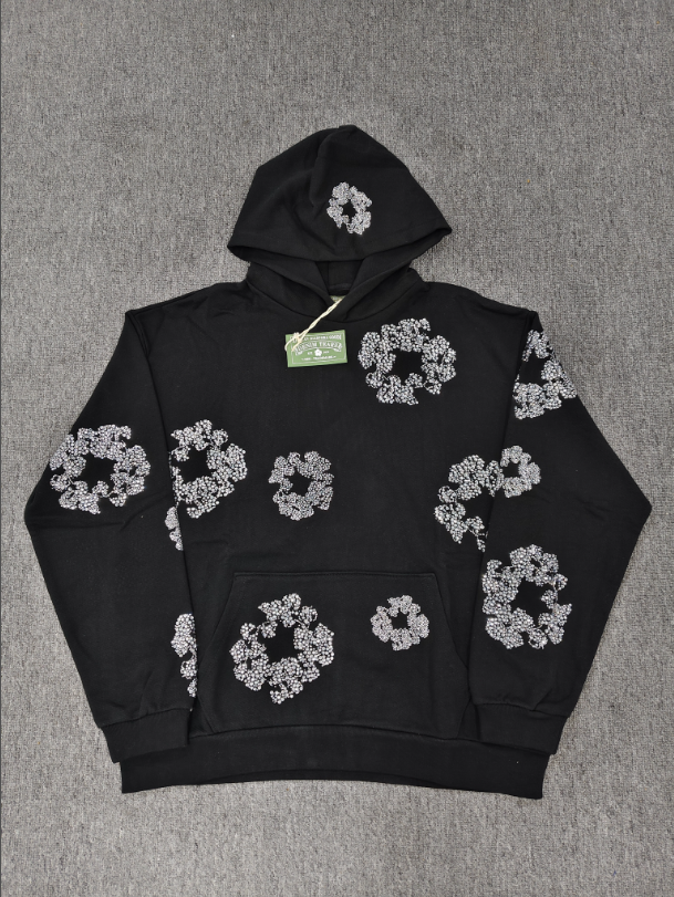 Black / Silver Crystal Denim Tears Hoodie