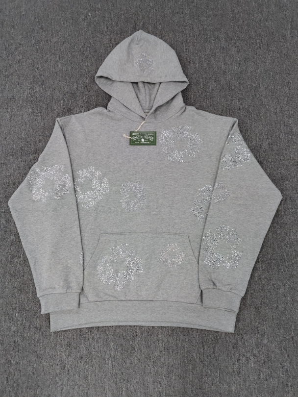 Grey / Silver Crystals Denim Tears Hoodie