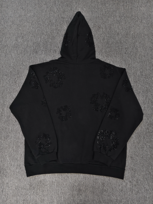 Black / Black Crystals Denim Tears Hoodie