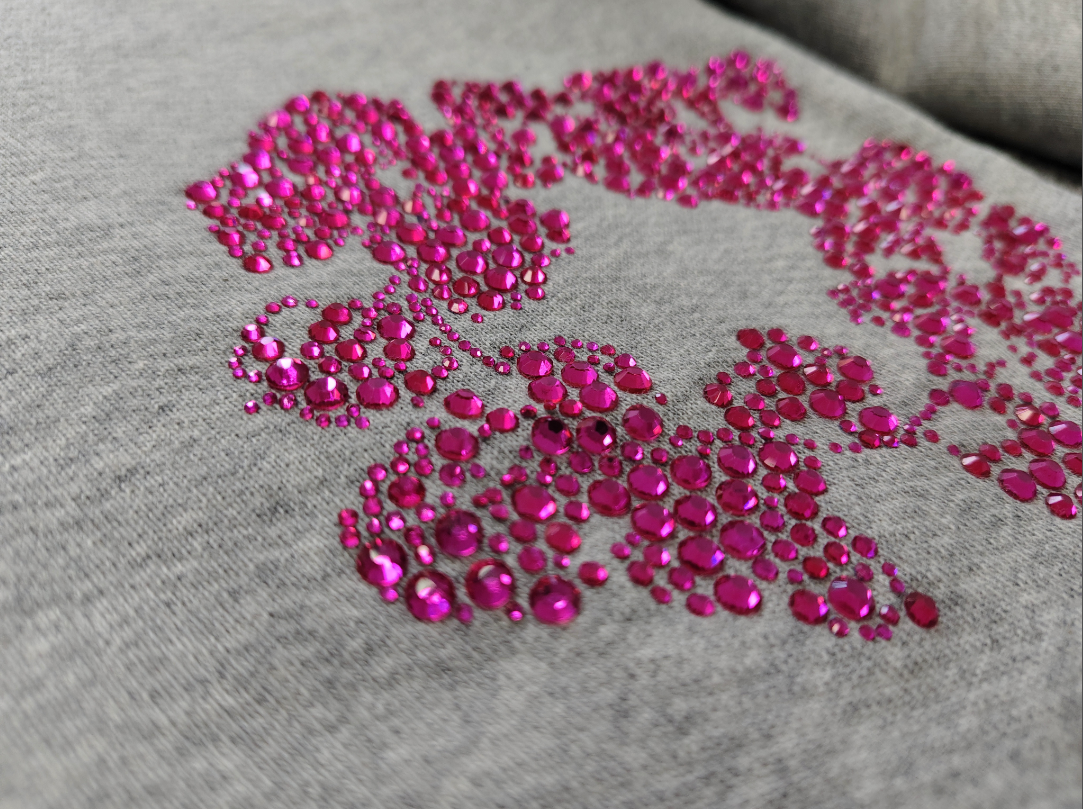 Grey / Pink Crystals Denim Tears Hoodie