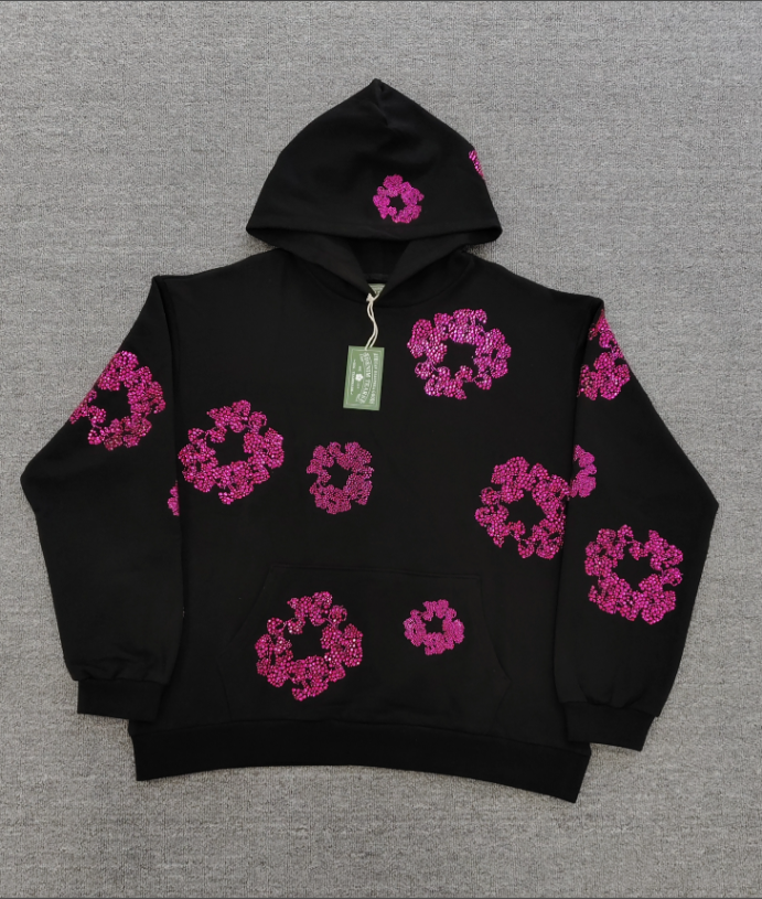 Black / Pink Crystals Denim Tears Hoodie