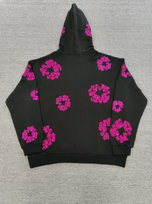 Black / Pink Crystals Denim Tears Hoodie